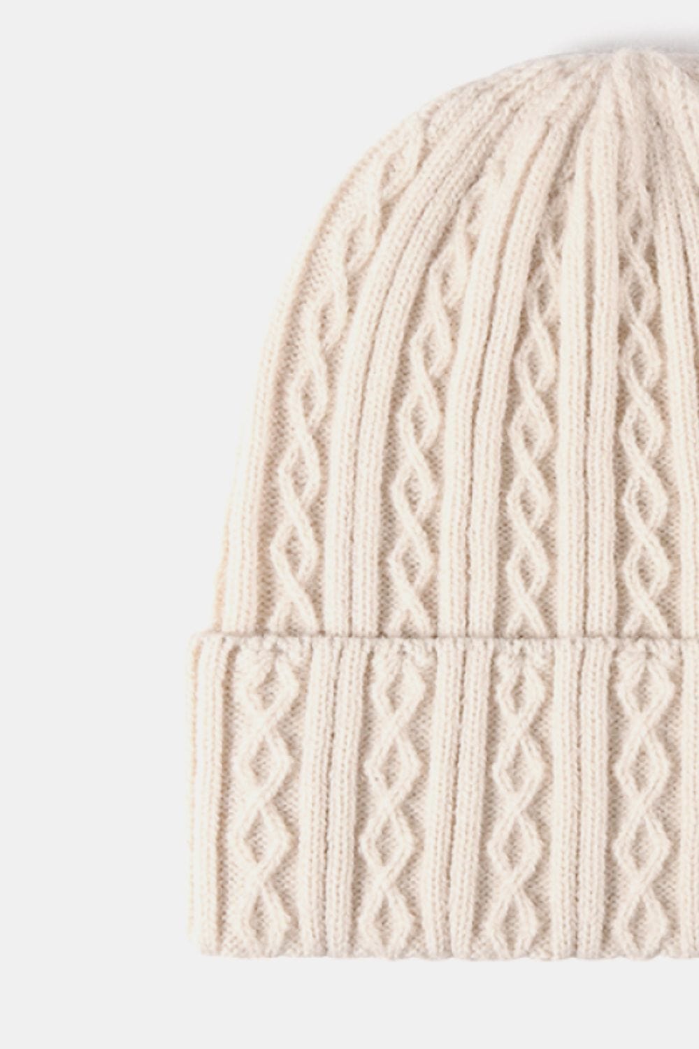 Beige Mixed Knit Cuff Beanie