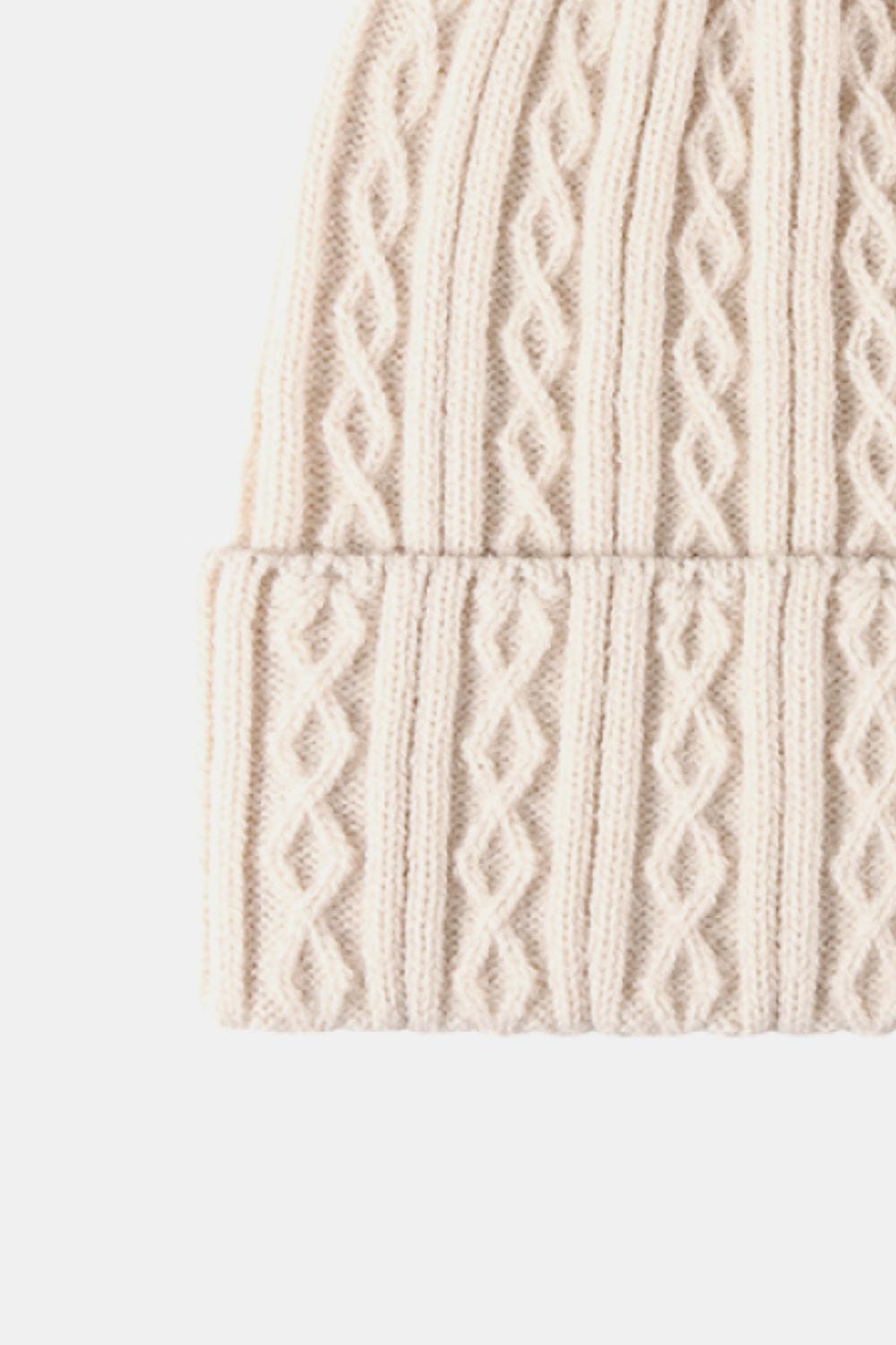 Beige Mixed Knit Cuff Beanie