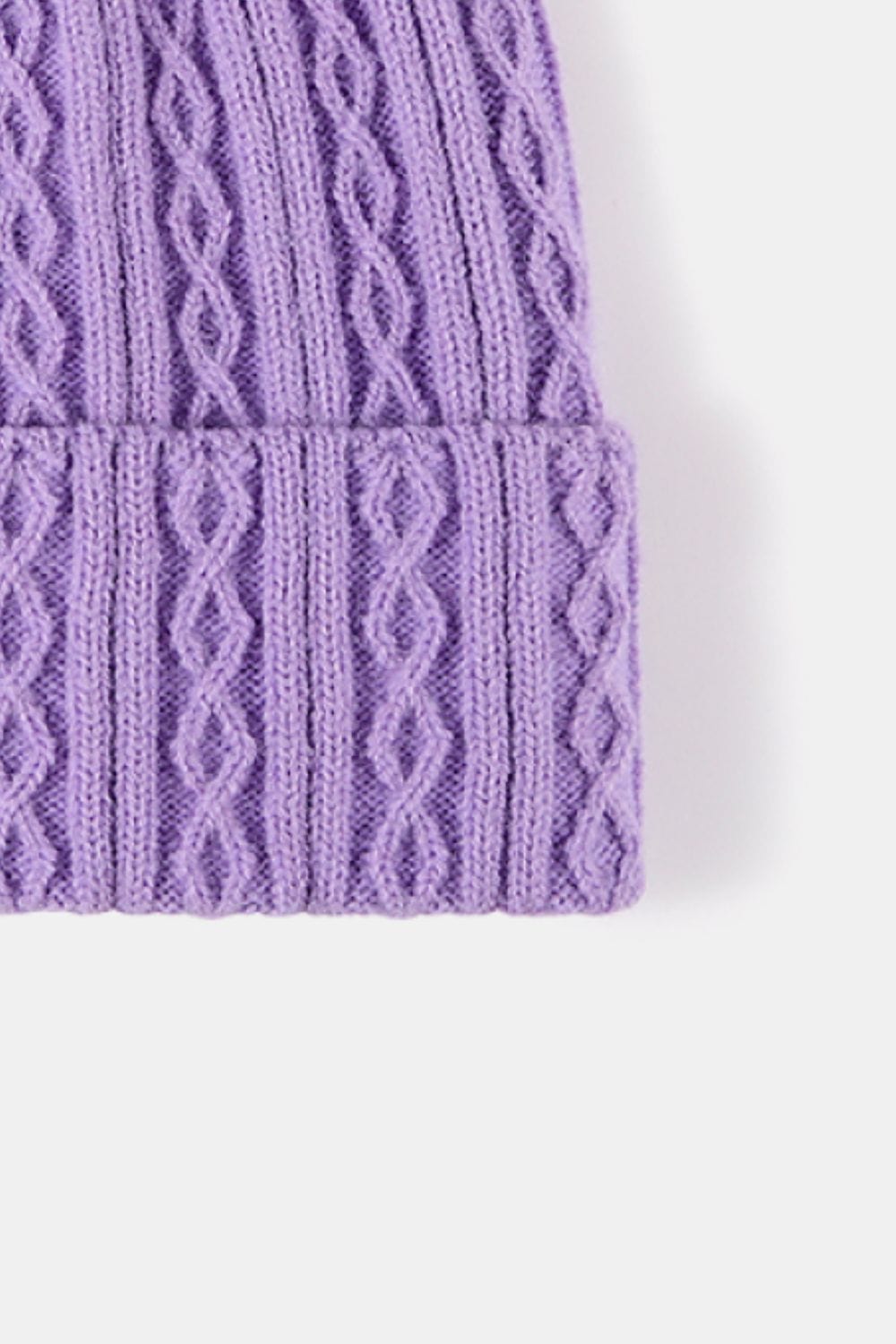 Lavender Mixed Knit Cuff Beanie