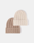 White Smoke Mixed Knit Cuff Beanie