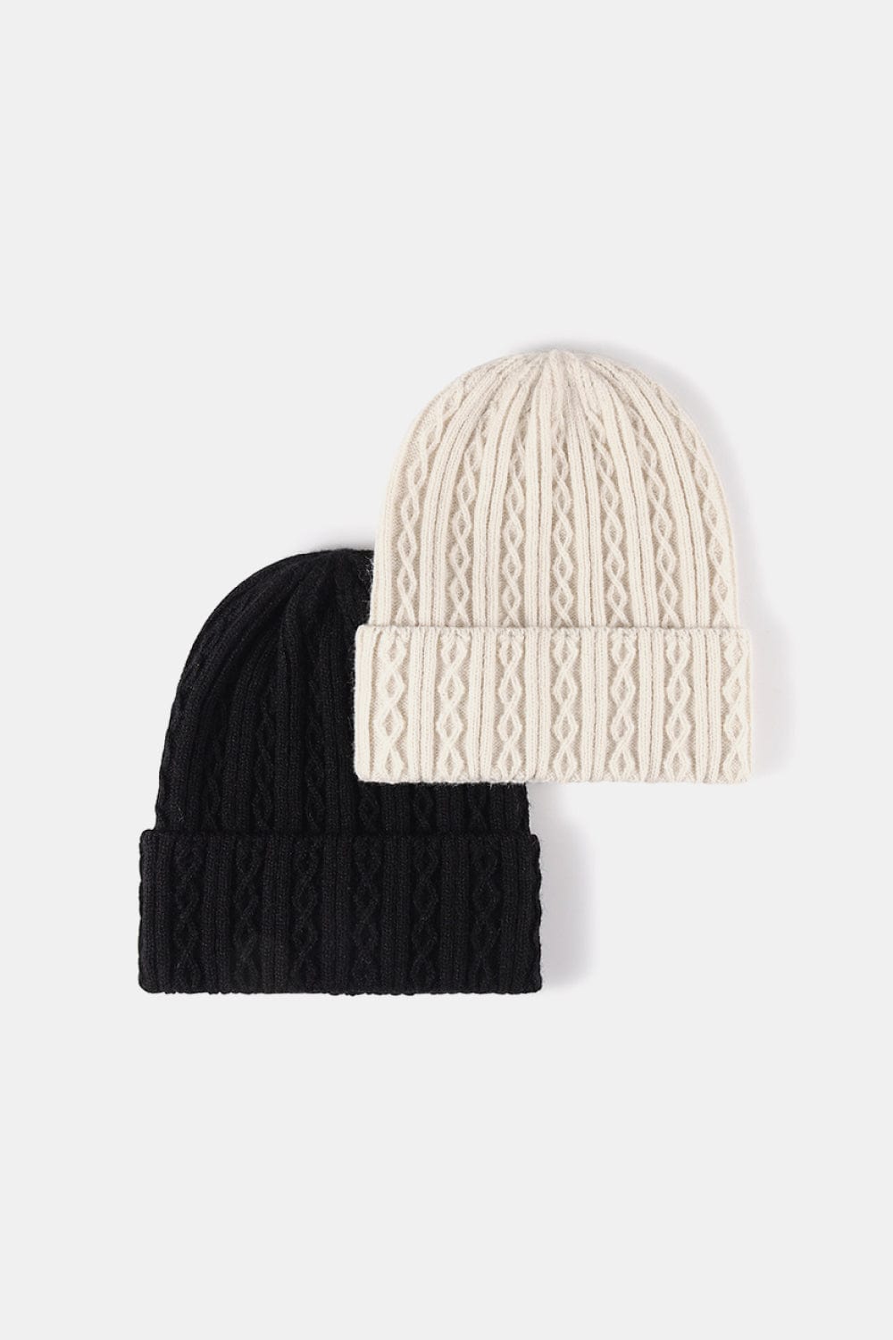 White Smoke Mixed Knit Cuff Beanie