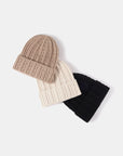 White Smoke Mixed Knit Cuff Beanie