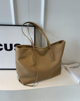 Gray PU Leather Tote Bag