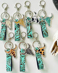 Light Gray Rhinestone Bull Keychain