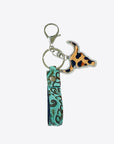 White Smoke Rhinestone Bull Keychain