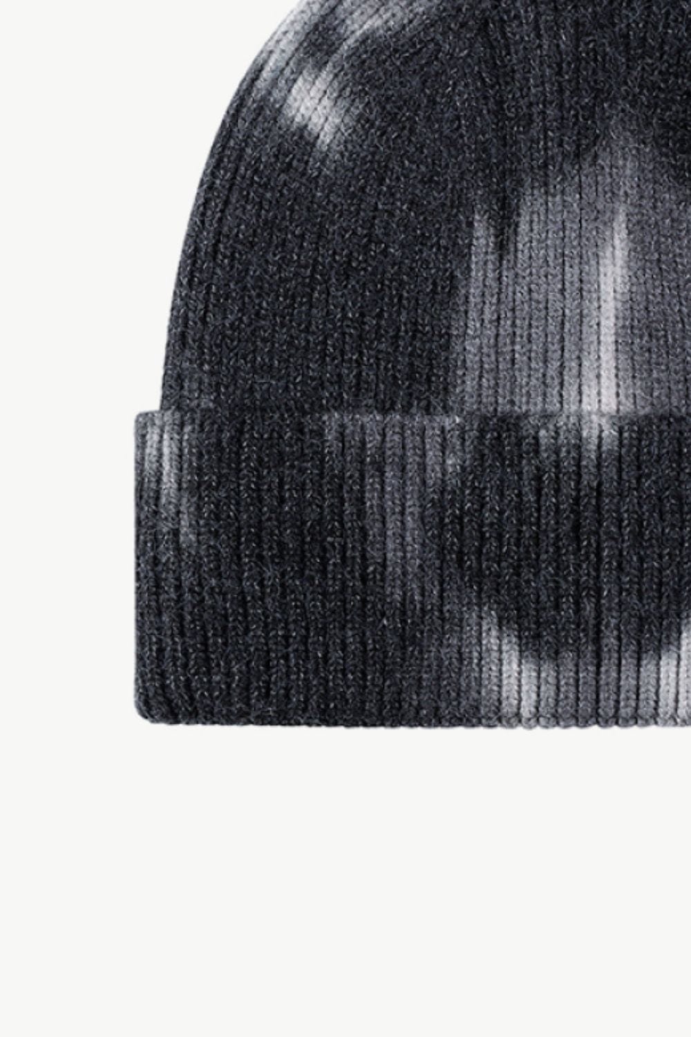 White Smoke Tie-Dye Cuffed Knit Beanie