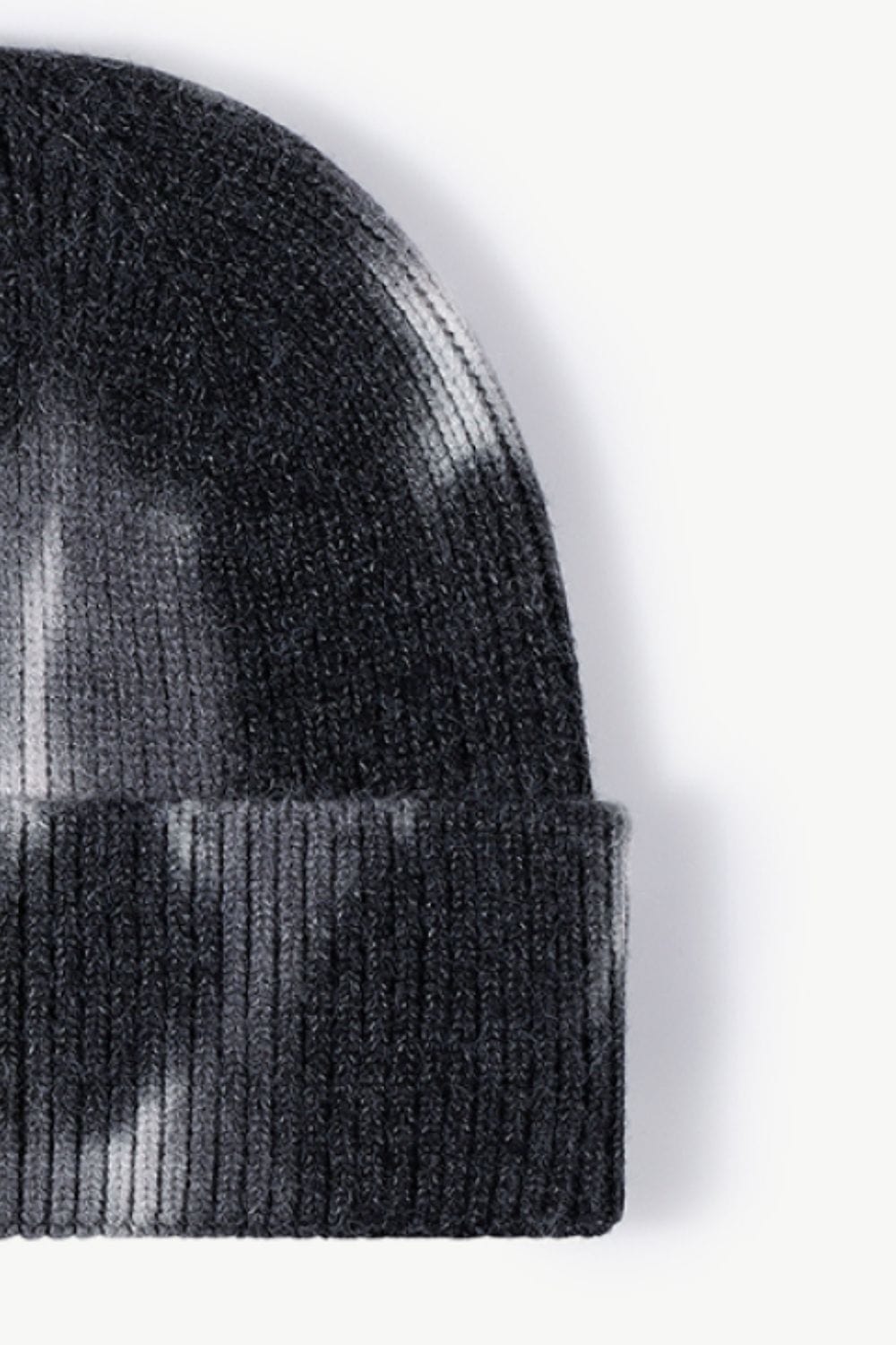 Black Tie-Dye Cuffed Knit Beanie