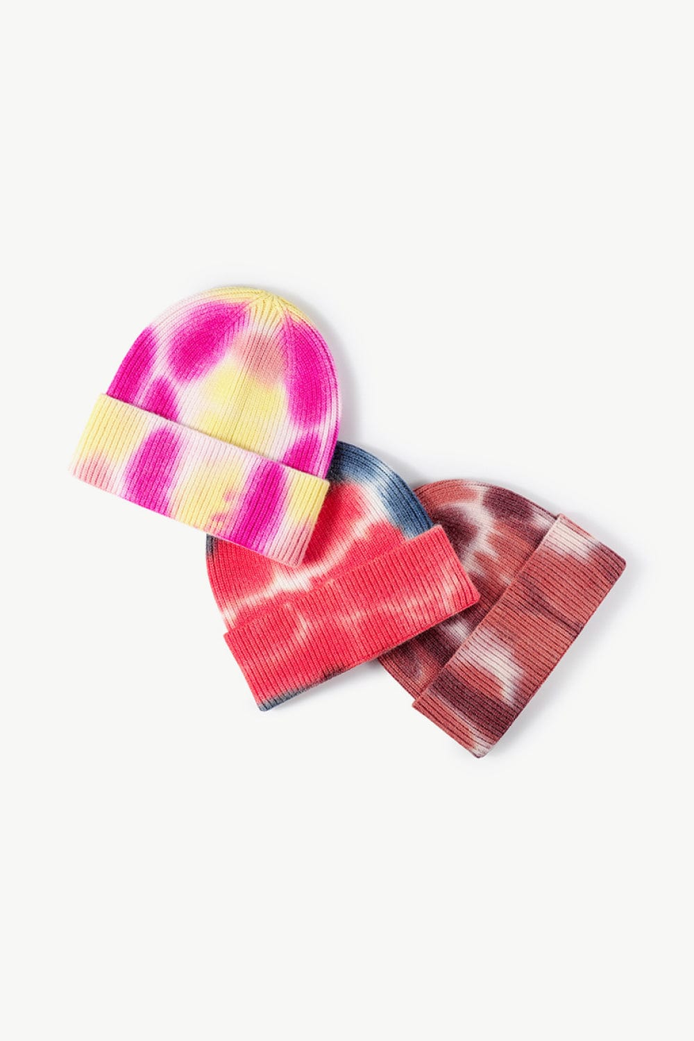 White Smoke Tie-Dye Cuffed Knit Beanie