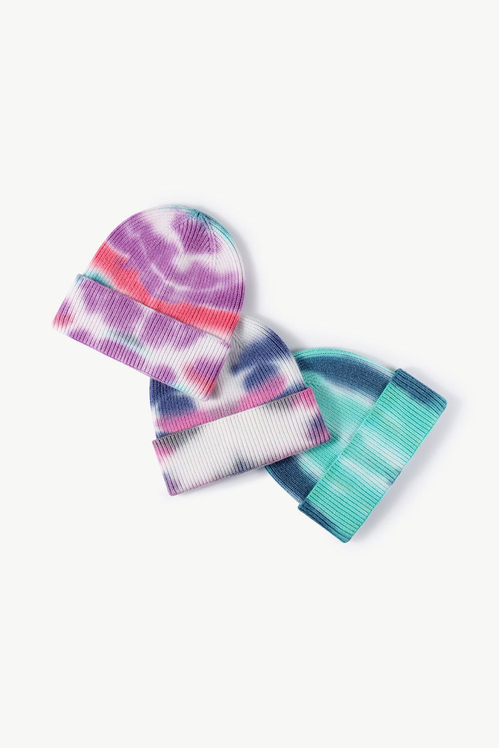 White Smoke Tie-Dye Cuffed Knit Beanie