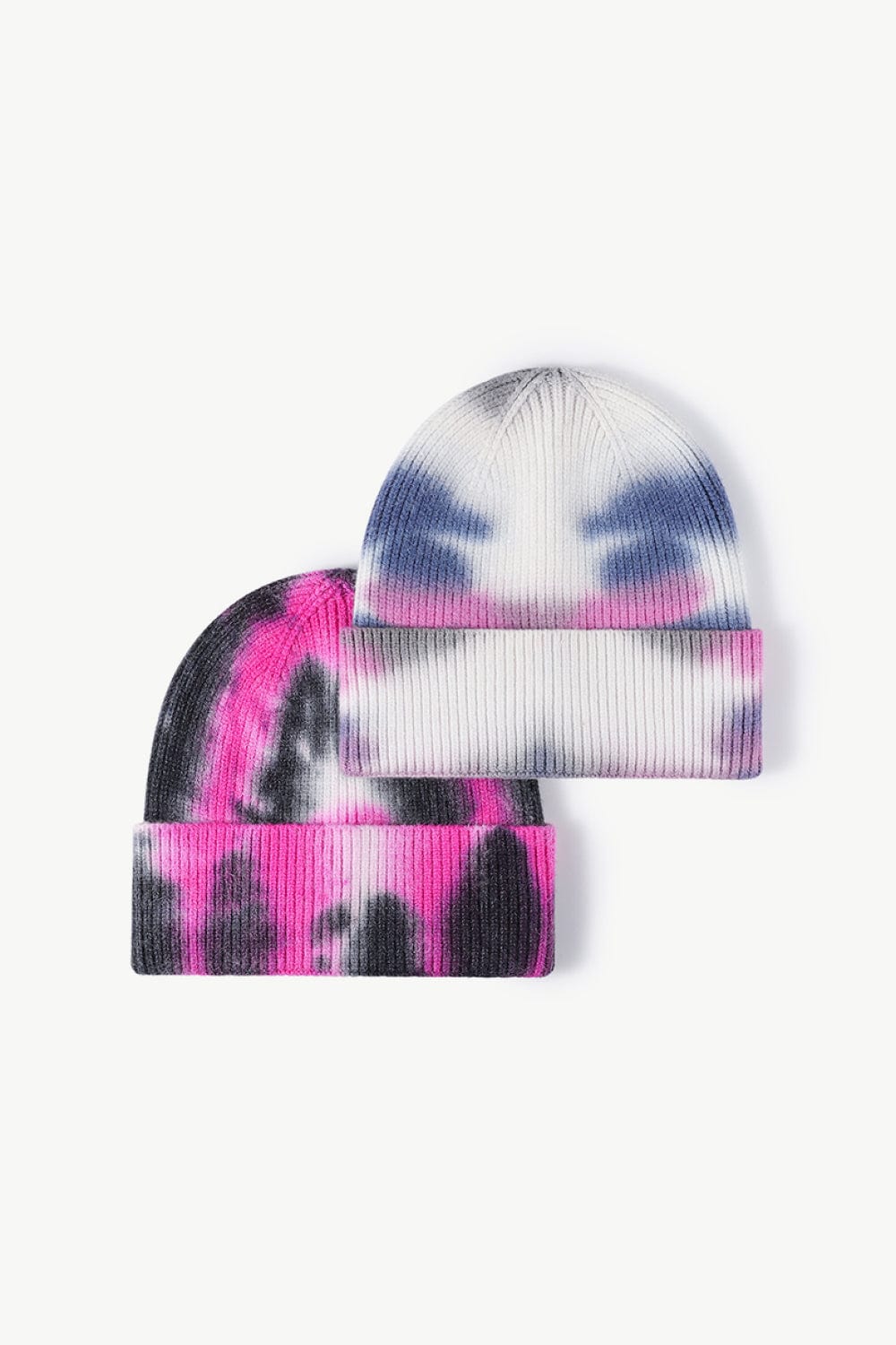 White Smoke Tie-Dye Cuffed Knit Beanie