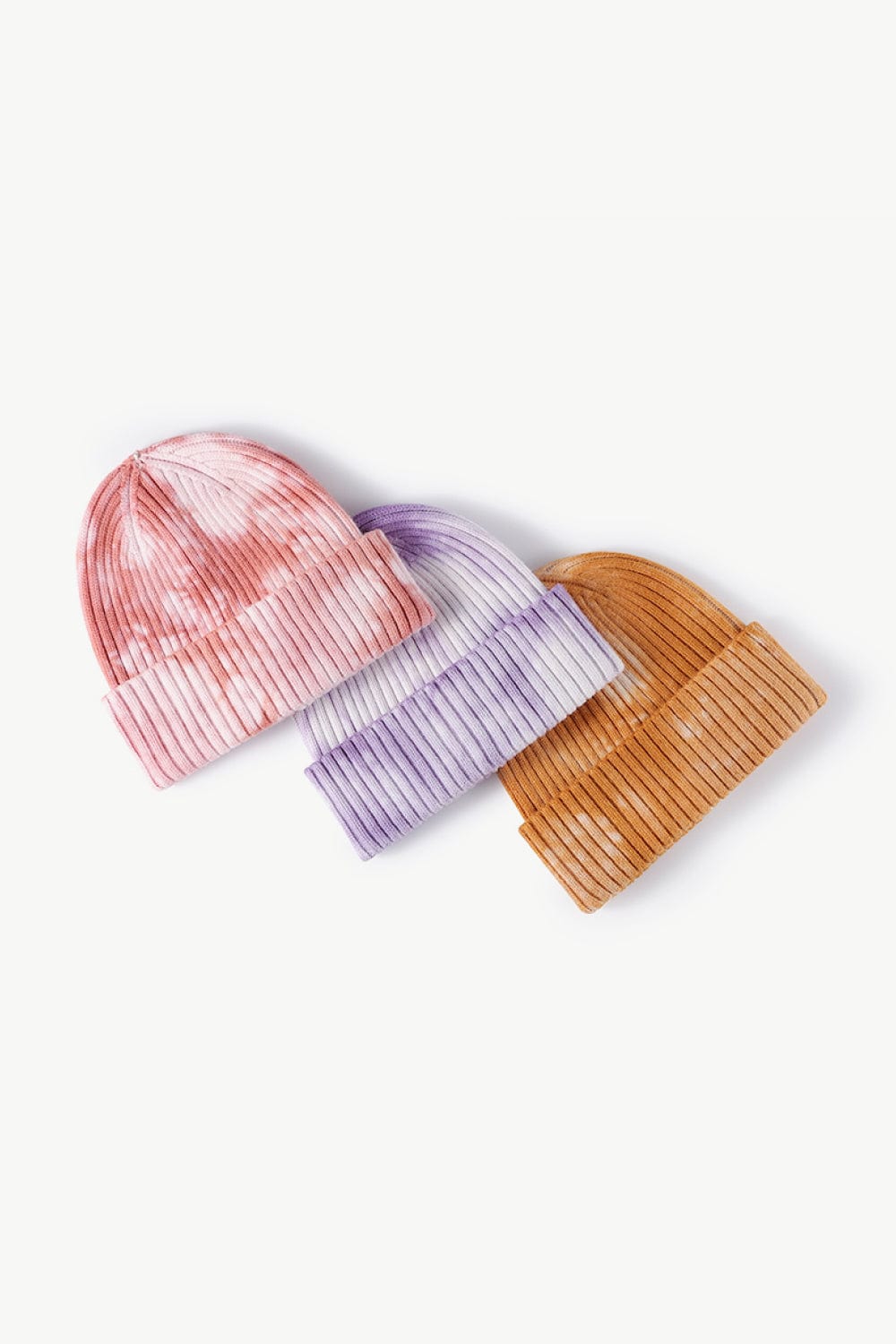 White Smoke Tie-Dye Ribbed Cuffed Beanie