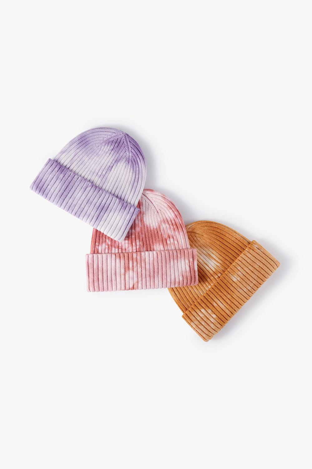 White Smoke Tie-Dye Ribbed Cuffed Beanie