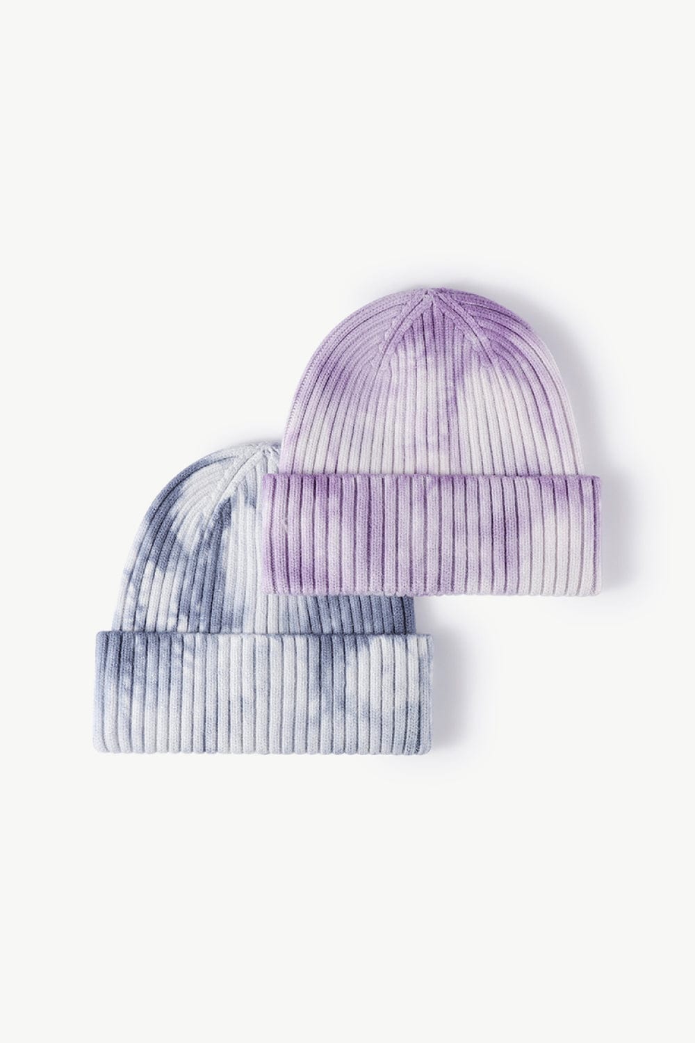 White Smoke Tie-Dye Ribbed Cuffed Beanie