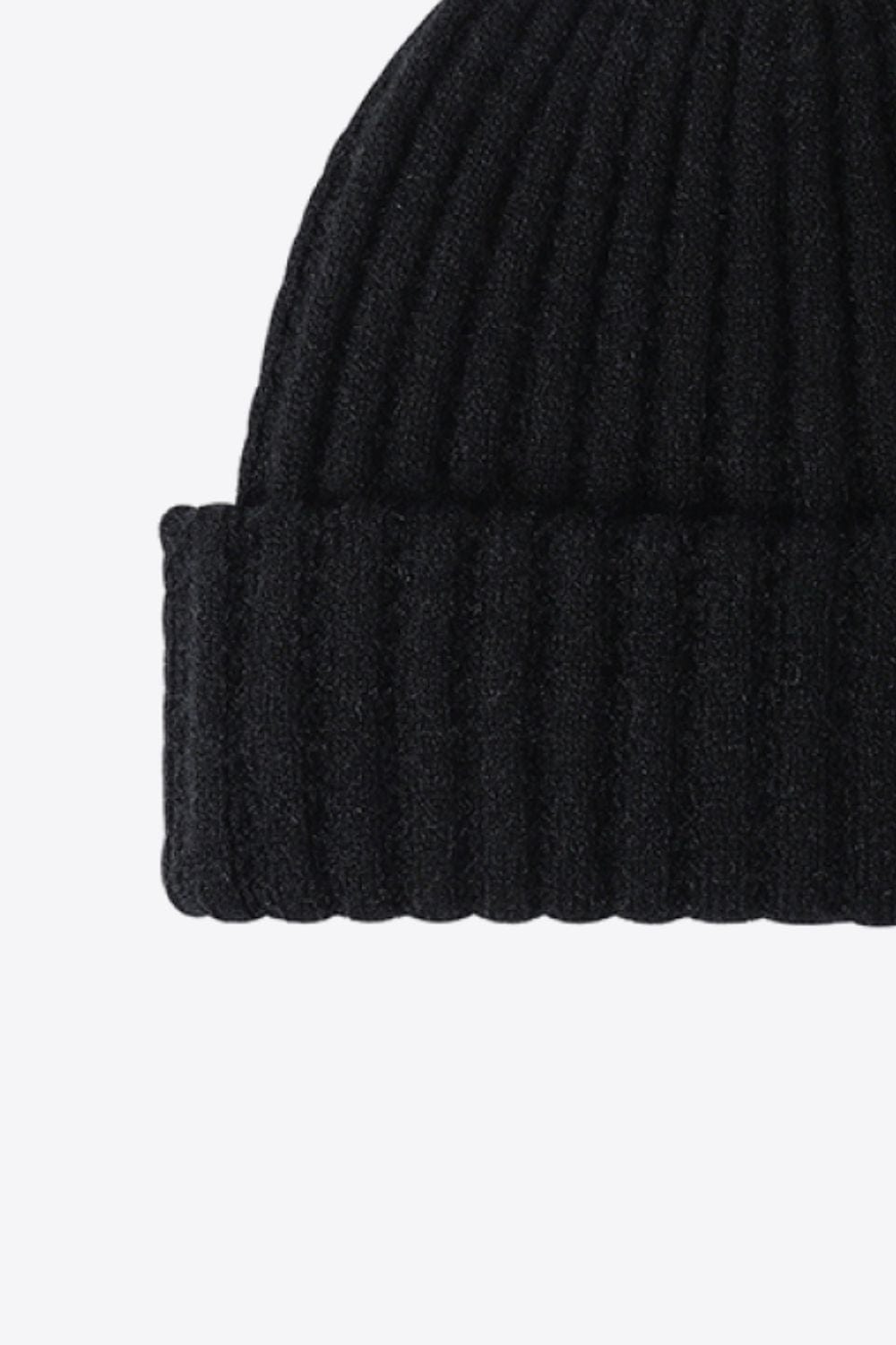 Black Wide Rib Beanie