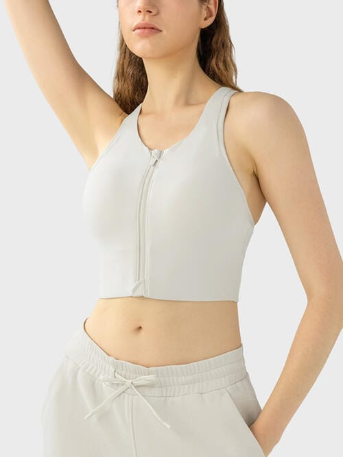 Light Gray Wide Strap Sport Bra