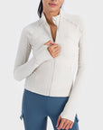 Light Gray Zip-Up Long Sleeve Sports Jacket