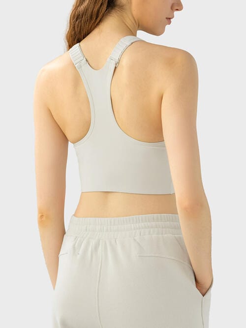 Light Gray Wide Strap Sport Bra