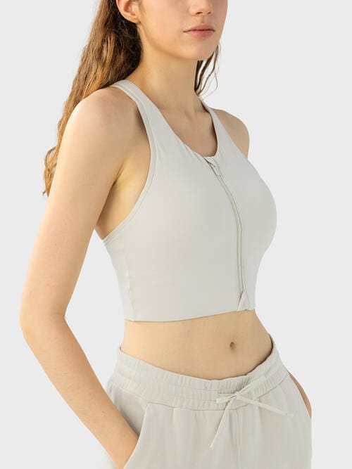 Light Gray Wide Strap Sport Bra