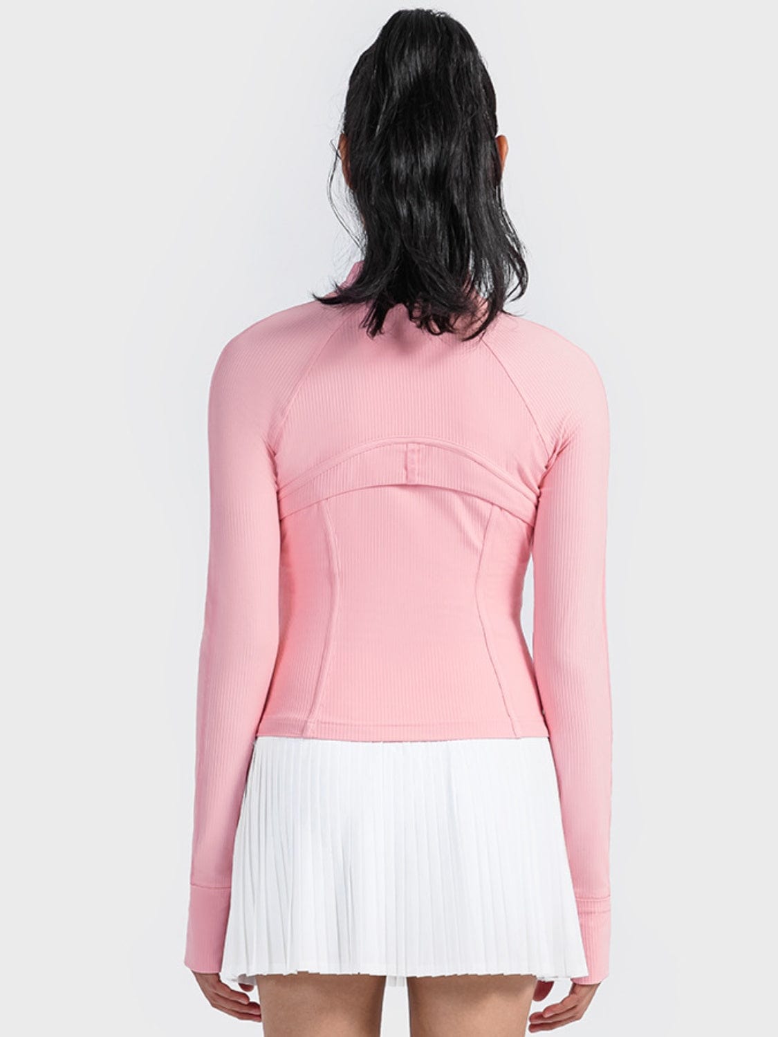 Misty Rose Zip-Up Long Sleeve Sports Jacket