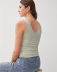 Light Gray Be Cool V-Neck Wide Strap Tank