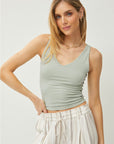 Light Gray Be Cool V-Neck Wide Strap Tank