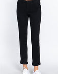 Black ACTIVE BASIC Cotton-Span Twill Straight Pants