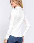 Lavender ACTIVE BASIC Long Sleeve Front Pocket DTY Brushed Shirt