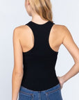 Light Gray ACTIVE BASIC Ribbed Round Neck Racerback Seamless Tank