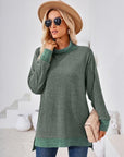 Light Gray Contrast Mock Neck Long Sleeve T-Shirt