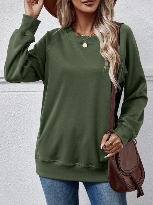 Light Gray Round Neck Long Sleeve Sweatshirt