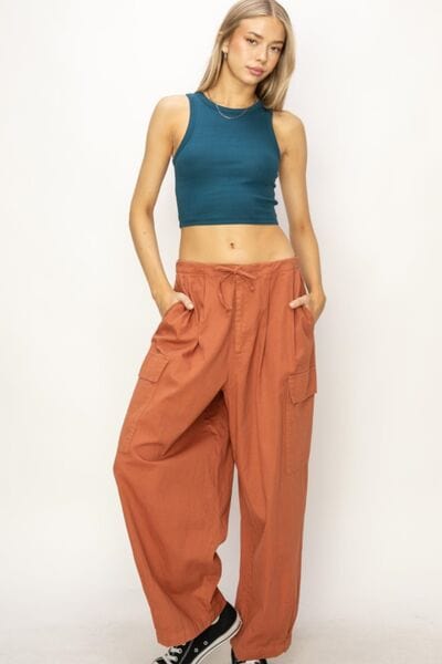 Beige HYFVE Drawstring Cargo Wide Leg Pants