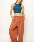 Beige HYFVE Drawstring Cargo Wide Leg Pants