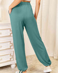 Slate Gray Basic Bae Full Size Soft Rayon Drawstring Waist Pants with Pockets