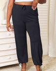 Dark Slate Gray Basic Bae Full Size Soft Rayon Drawstring Waist Pants with Pockets