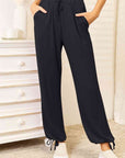 Dark Slate Gray Basic Bae Full Size Soft Rayon Drawstring Waist Pants with Pockets