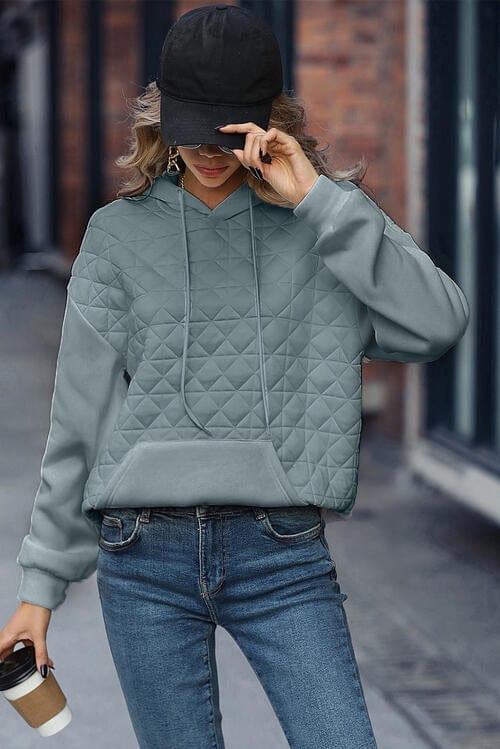 Dim Gray Basic Style Long Sleeve Hoodie