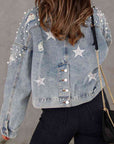 Light Slate Gray Bead Detail Denim Jacket