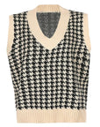 Black Houndstooth V-Neck Sweater Vet