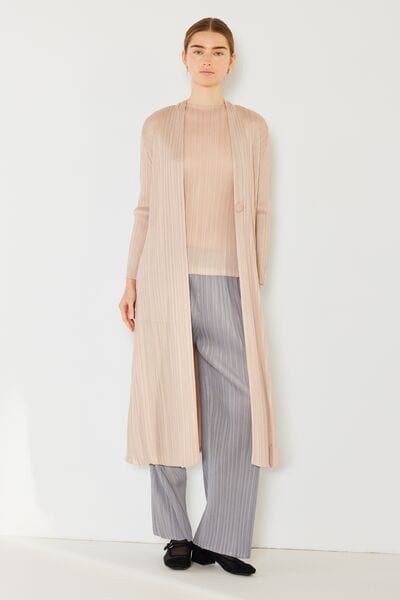 Light Gray Marina West Swim Pleated Long Sleeve Cardigan