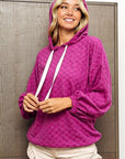 Rosy Brown BiBi Brushed Checker Drawstring Long Sleeve Hoodie