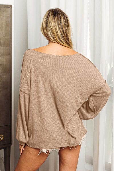 Rosy Brown BiBi Exposed Seam Long Sleeve Top