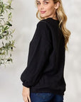 Light Gray BiBi Half Zip Brushed Terry Long Sleeve Top