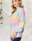 Light Gray BiBi Rainbow Gradient Crochet Deetail Sweater