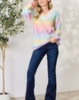 Light Gray BiBi Rainbow Gradient Crochet Deetail Sweater