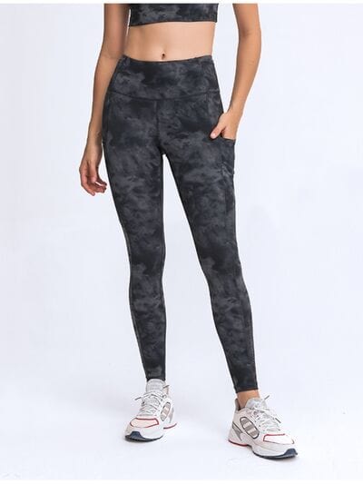 Lavender Double Take Wide Waistband Leggings with Pockets