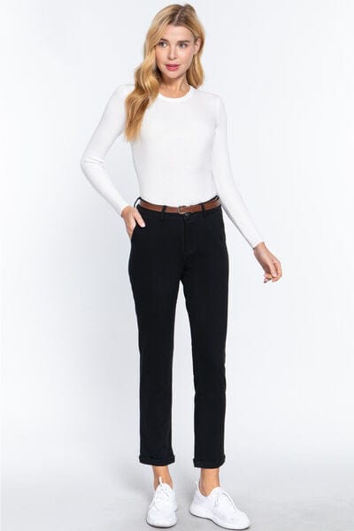 White Smoke ACTIVE BASIC Cotton-Span Twill Straight Pants