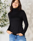 Dark Slate Gray BOMBOM Turtleneck Long Sleeve Blouse