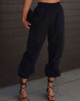 Dark Slate Gray High Waist Drawstring Pants with Pockets