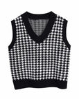 Light Gray Houndstooth V-Neck Sweater Vet