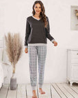 Light Gray Long Sleeve Top and Polka Dot Pants Set